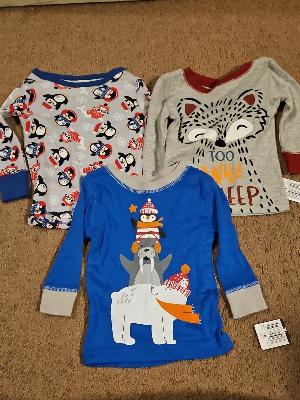Boys Set Of 3 Pajama Tops
